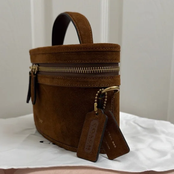 Coach Trail Bag Warm Brown Suede No Straps - Picture 4 of 12